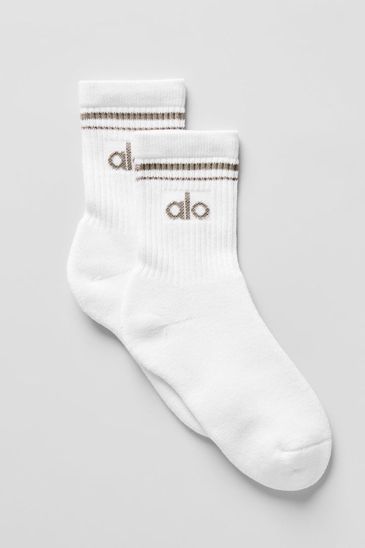 Unisex Half-Crew Throwback Sock - White/Light Cocoa
